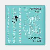 Save the Date Diamond Kalendernetz (aquamarin) Magnet (Vorne)