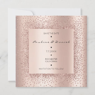 Save the Date Diamond Rose Gold Crystals Monogram