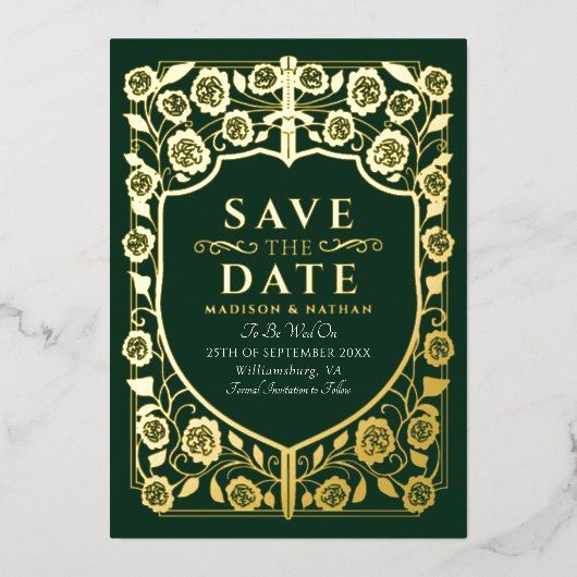 Save the Date die Mittelalterliche Monografie des Folieneinladung (Vorderseite)