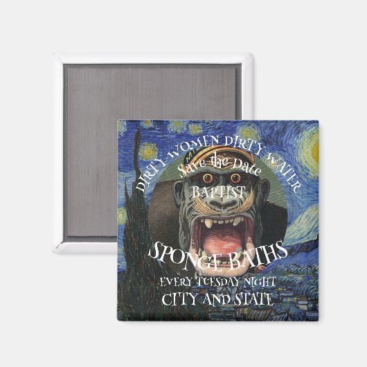SAVE THE DATE DIRTY FRAUEN BAPTIST SPONGE BATHEN MAGNET (Vorderseite/Rückseite)