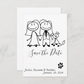 Save the Date Dog Brides Doodle Figures (Vorne/Hinten)