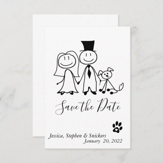 Save the Date Dog Lover Doodle Figures (Vorne/Hinten)