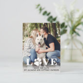 Save the Date Dog Wedding Ankündigungspostkarte (Stehend Vorderseite)