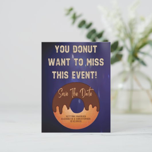 Save the Date Donut Neon Event Wedding Postkarte (Stehend Vorderseite)