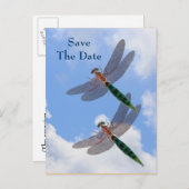 Save the Date Dragonflies Blue Sky Nature Postcard Ankündigungspostkarte (Vorne/Hinten)