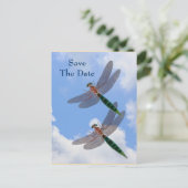 Save the Date Dragonflies Blue Sky Nature Postcard Ankündigungspostkarte (Stehend Vorderseite)