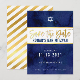 SAVE THE DATE dunkelblauer Goldstar Einladung