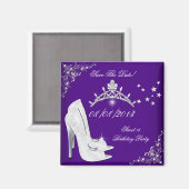 Save the Date Dunkle Lila High Heels Schuhe Tiara Magnet (Vorderseite/Rückseite)