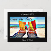 Save the Date Duo Stühle Ankündigungspostkarte (Vorne/Hinten)