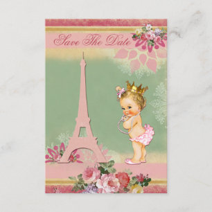 Save the Date Dusche Eiffel-Turm-Prinzessin-Baby