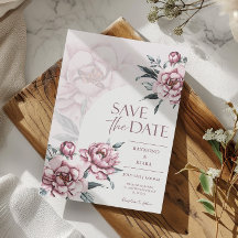 Save the Date Dusky Pink Peony Wedding