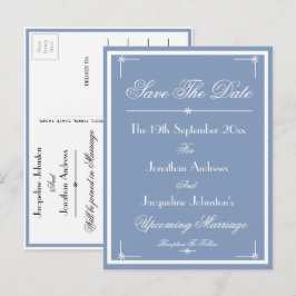 Save the Date Dusty Blue Announction Postcard Einladungspostkarte