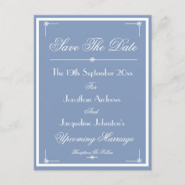 Save the Date Dusty Blue Announction Postcard Einladungspostkarte