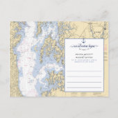 Save the Date Dusty Blue Authentic Nautical Chart Ankündigungspostkarte (Rückseite)