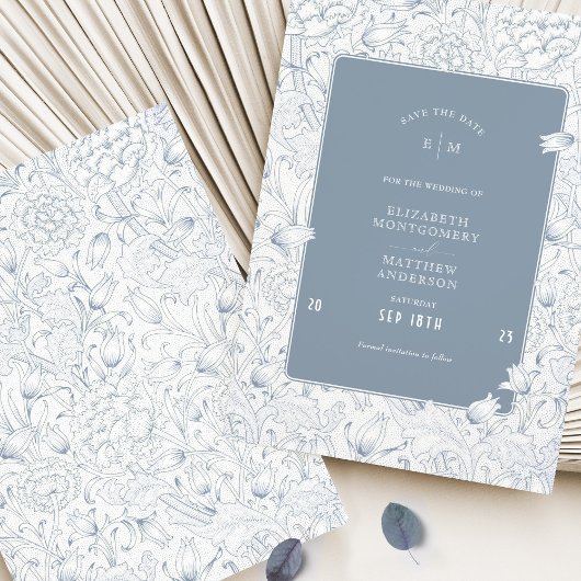 Save The Date Dusty Blue Elegance Tulips Einladung