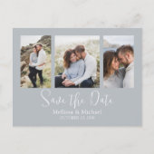 Save the Date Dusty Blue Elegant Wedding Foto Postkarte (Vorderseite)