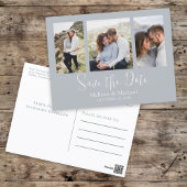 Save the Date Dusty Blue Elegant Wedding Foto Postkarte