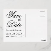 Save the Date Dusty Blue Foto in Arch Gold Script Folie Einladungspostkarte (Rückseite)
