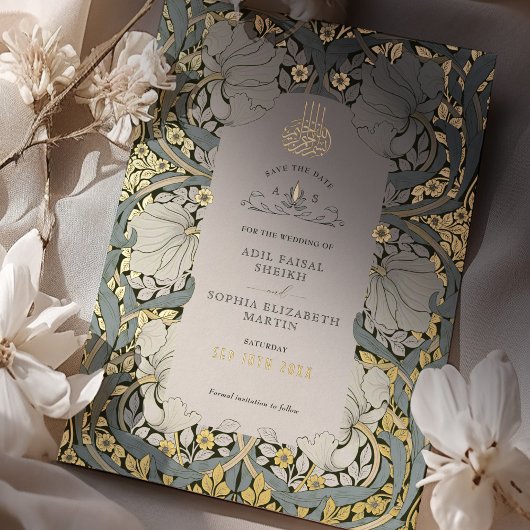 Save the Date Dusty Blue Islamic Morris Folieneinladung