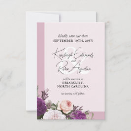 Save the Date Dusty Mauve und Vintage Blumenkarte