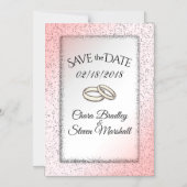 Save the Date Dusty Rose Glitzer Wedding Magneteinladung (Vorderseite)