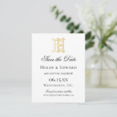 Save the Date EH Monogramm oder HE Monogramm (Stehend Vorderseite)