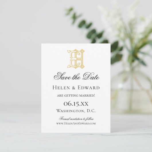 Save the Date EH Monogramm oder HE Monogramm (Stehend Vorderseite)