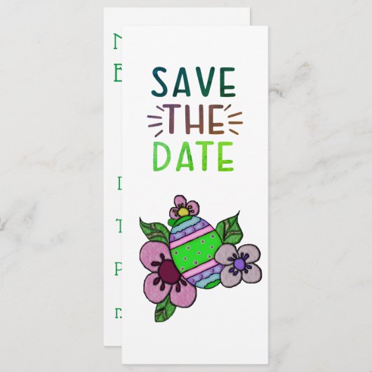 Save the Date Eier und Blume Einladung (Vorne/Hinten)