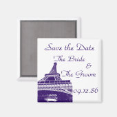 Save the Date Eiffelturm Lila Magnet (Vorderseite/Rückseite)