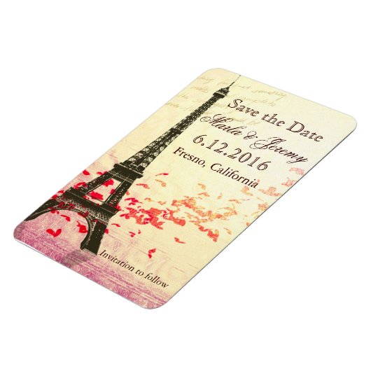 Save the Date Eiffelturm Magnet (Linke Seite)