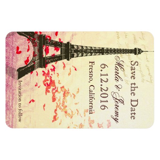 Save the Date Eiffelturm Magnet (Horizontal)