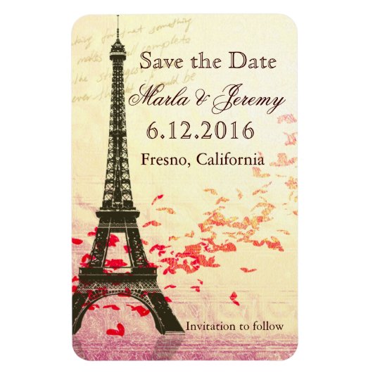 Save the Date Eiffelturm Magnet (Vertikal)