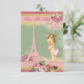 Save the Date Eiffelturm Princess Babydusche (Stehend Vorderseite)