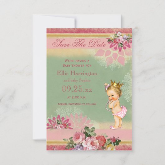 Save the Date Eiffelturm Princess Babydusche (Rückseite)