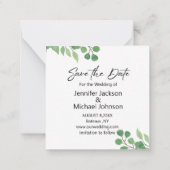 Save the Date ein moderner Schriftzeichen Mitteilungskarte (Rückseite)