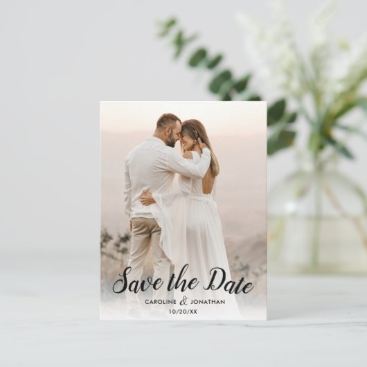 Save the Date eine Hübsche Texteüberlagerung für e Postkarte (Stehend Vorderseite)