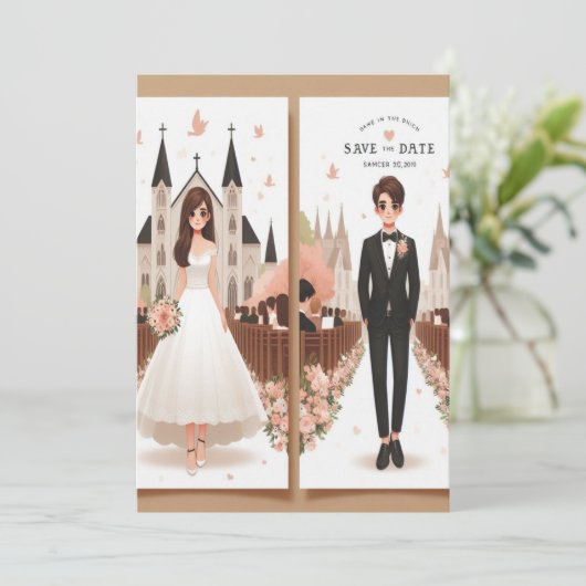 Save the Date: Eine Liebe beginnt Einladung (Stehend Vorderseite)