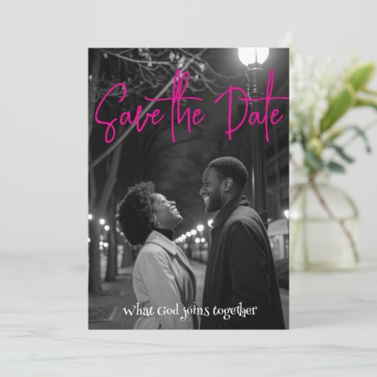 Save The Date | Einfach Minimalistisch Schwarz und (Stehend Vorderseite)