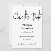 Save The Date | Einfach Minimalistisch Schwarz und (Rückseite)
