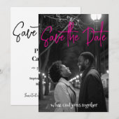 Save The Date | Einfach Minimalistisch Schwarz und (Vorne/Hinten)
