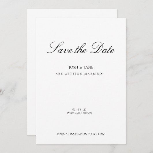 Save the Date einfach, modern Minimalistisch (Vorne/Hinten)