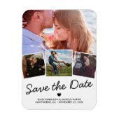 Save the Date Einfache 4-Foto Hochzeit Magnet (Vertikal)