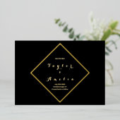 Save the Date Einfache Elegante Black Real Gold Folieneinladung (Stehend vorne)