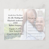 Save The Date | Einfache Fotovorlage Ankündigungspostkarte (Rückseite)