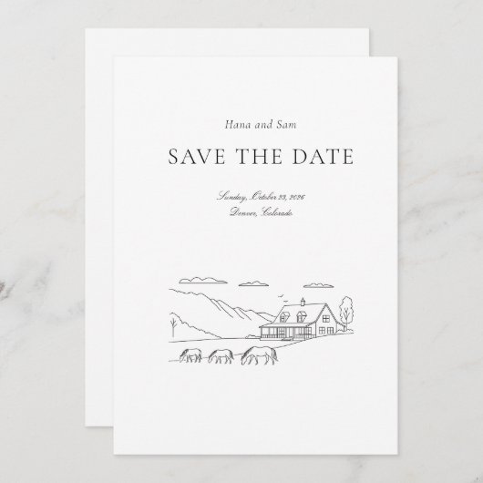 Save the Date einfache Hochzeit (Vorne/Hinten)