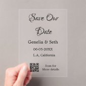 Save the Date einfache minimale QR-Scan-Codedetail Acryleinladungen (Insitu (Handheld))