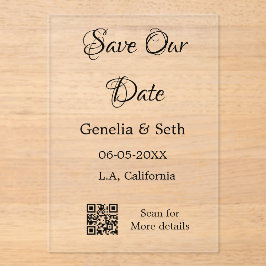 Save the Date einfache minimale QR-Scan-Codedetail Acryleinladungen