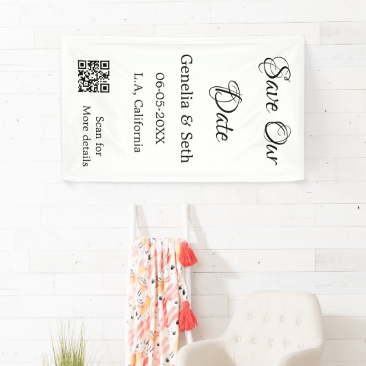 Save the Date einfache minimale QR-Scan-Codedetail Banner (Insitu)