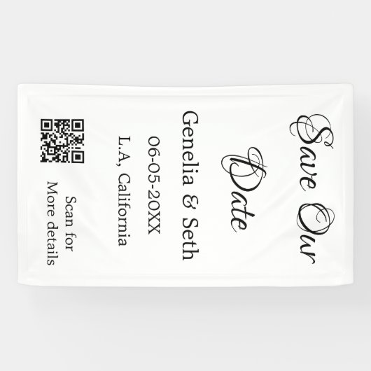 Save the Date einfache minimale QR-Scan-Codedetail Banner (Horizontal)