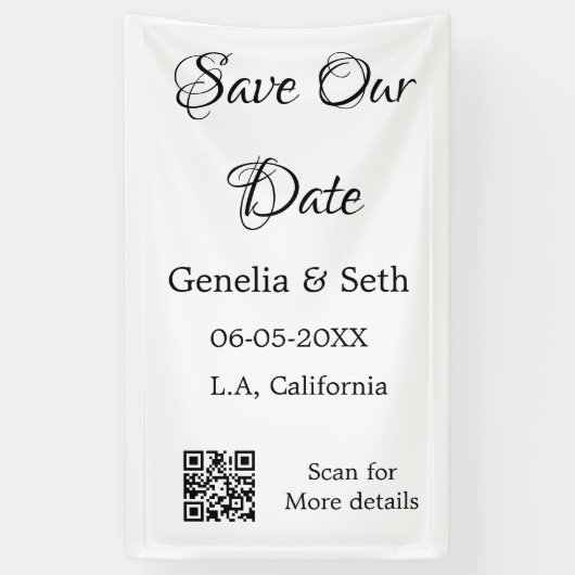 Save the Date einfache minimale QR-Scan-Codedetail Banner (Vertikal)